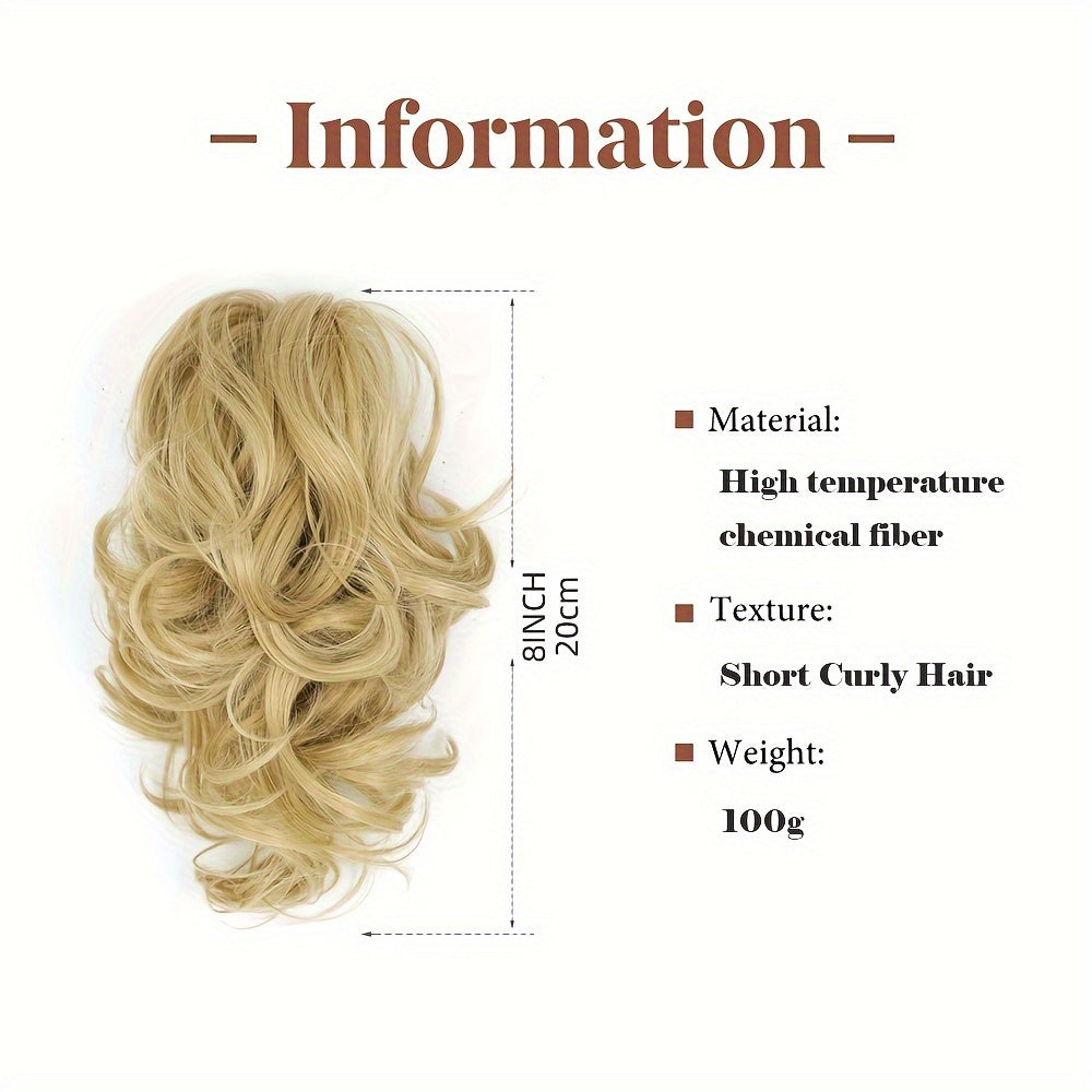 Elegant Curly Wave Ponytail Extension for Women, Fashionable Short Ponytail Clip-On Hairpiece with Volume and Texture