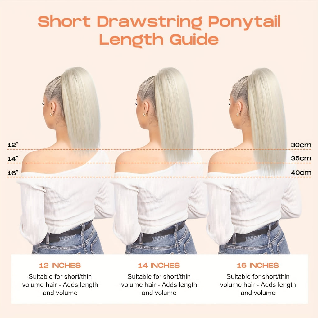 30.48cm Straight Multi-Layered Lightweight Fluffy Ponytail Extension - Tangle-Resistant, Smooth Soft Synthetic Hairpiece for Women, High-Temperature Fiber, Perfect for Short Hair, Hair Extension|Straight Hair Extension|Smooth Texture