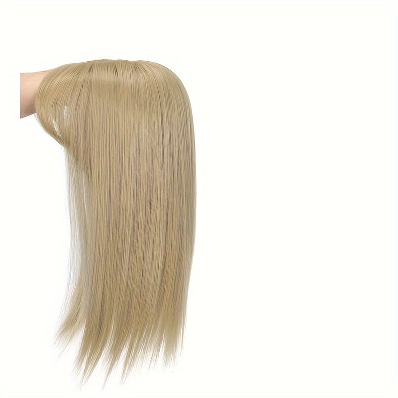 35.56cm Hair Toppers for Women with Thinning Hair Synthetic Clip in Hair Pieces Large Base Wiglets with Bangs Hair Extension Hairpieces Synthetic Straight Hair pieces with Bangs