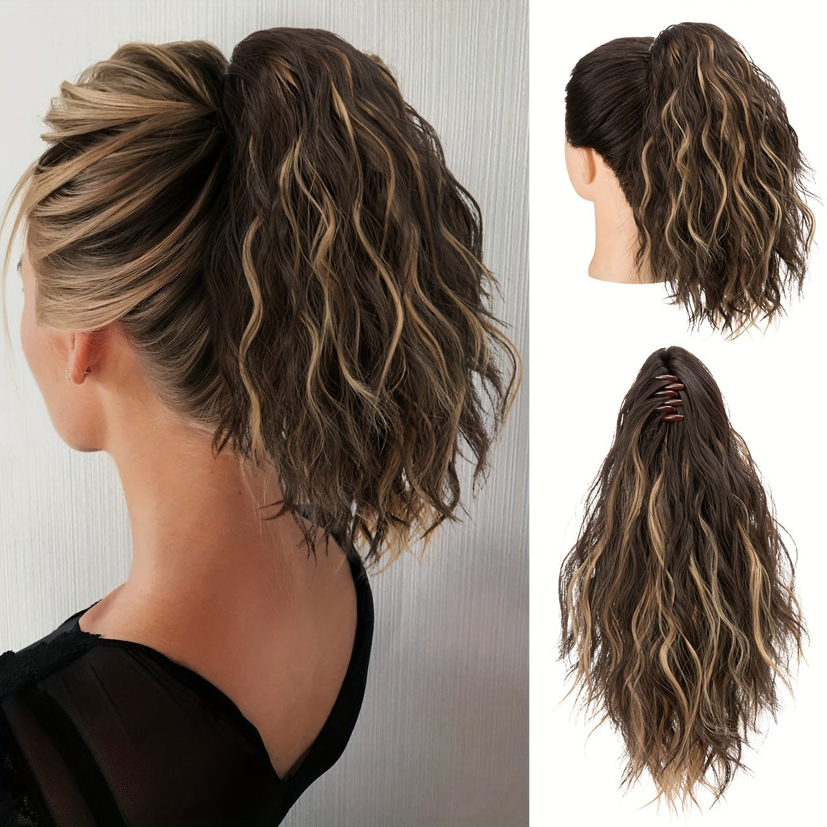 14inch Curly Wavy Fluffy Synthetic Ponytail Hairpieces - Add Volume, Style, and Elegance to Your Hair with Easy Clip-In Design - Perfect for Caucasian Women Seeking a Long, Luscious Look