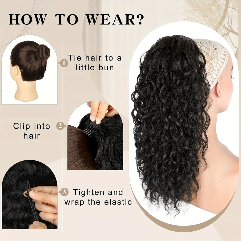 Curly Ponytail Extension Drawstring Ponytail for Women Black Mixed Ginger Curly Clip in Hair Extensions 20/26 Inch Ponytail Extension Synthetic Hairpiece for Daily Party
