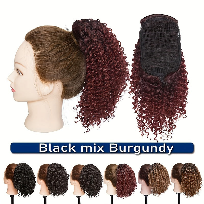 20.32 cm Short Kinky Curly Ponytail Extensions for - Synthetic Afro Hair with 2 Clips, Multi-Color Options (Light Brown to Dark Red), Secure Drawstring Closure for Natural Volume & Fullness, Ponytail Hair Extensions
