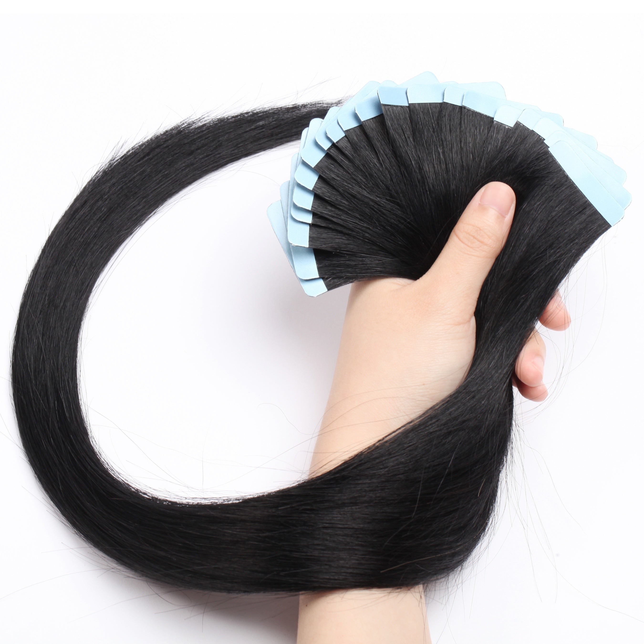 BENEHAIR Tape In Hair Extensions Human Hair 100% Remy Human Hair Extensions Silky Straight For Fashion Women 10 Pcs/Package Dark Brown Black 20G-25G