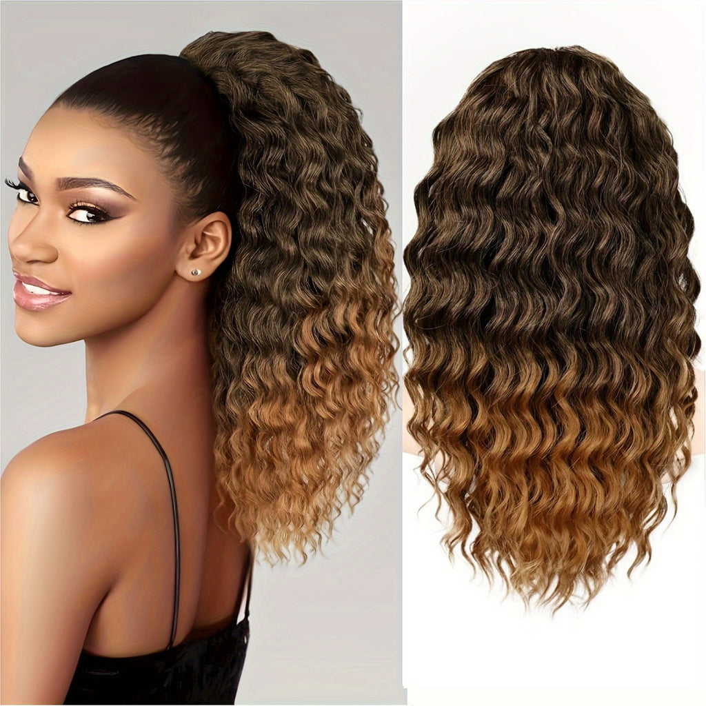 Curly Ponytail Extension Drawstring Ponytail for Women Black Mixed Ginger Curly Clip in Hair Extensions 20/26 Inch Ponytail Extension Synthetic Hairpiece for Daily Party