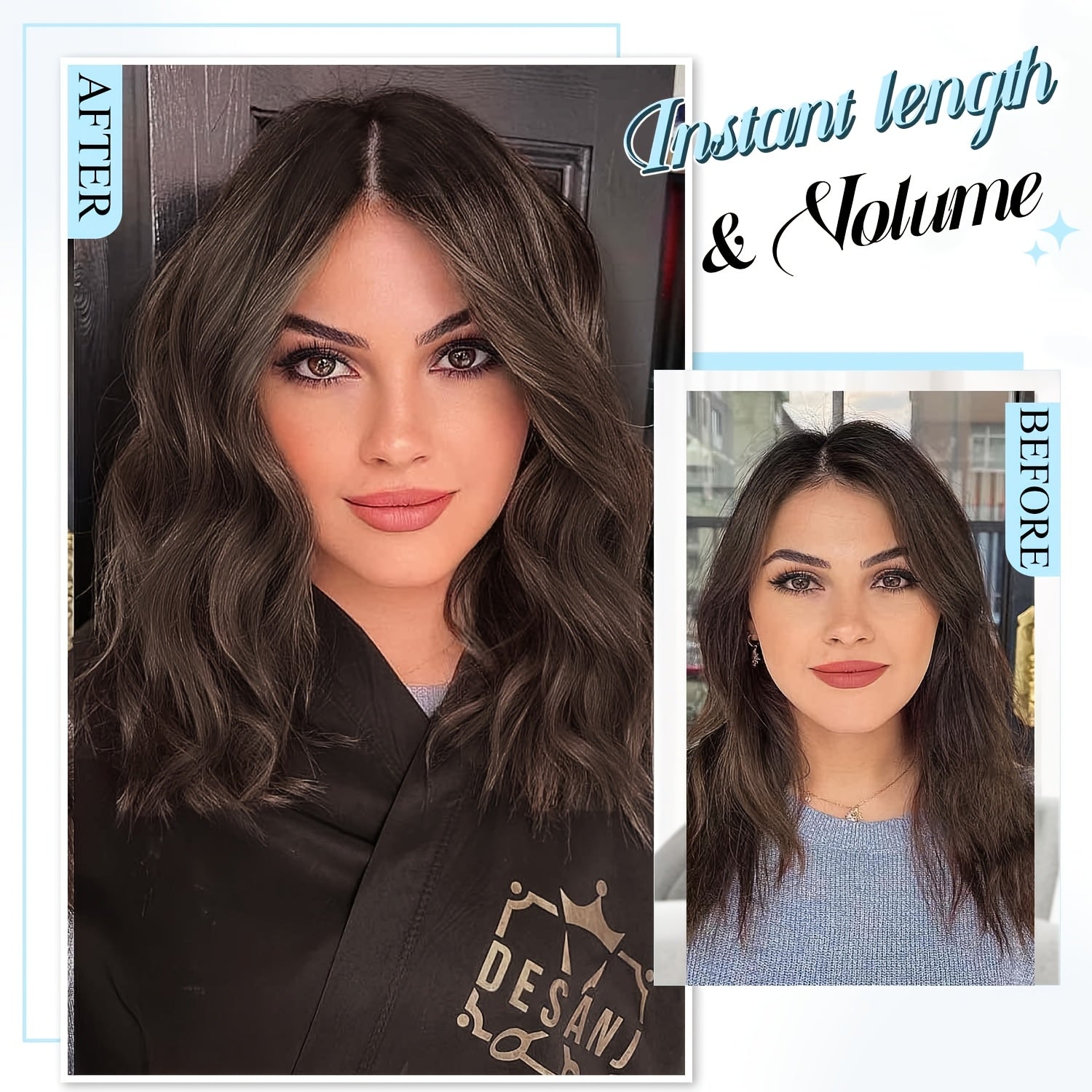 4pcs Daphine Clip In Hair Extensions for Women - Short Curly Wave with Invisible Lace Weft, Natural Soft Synthetic Hairpieces for Daily & Party Use, All Ethnicities