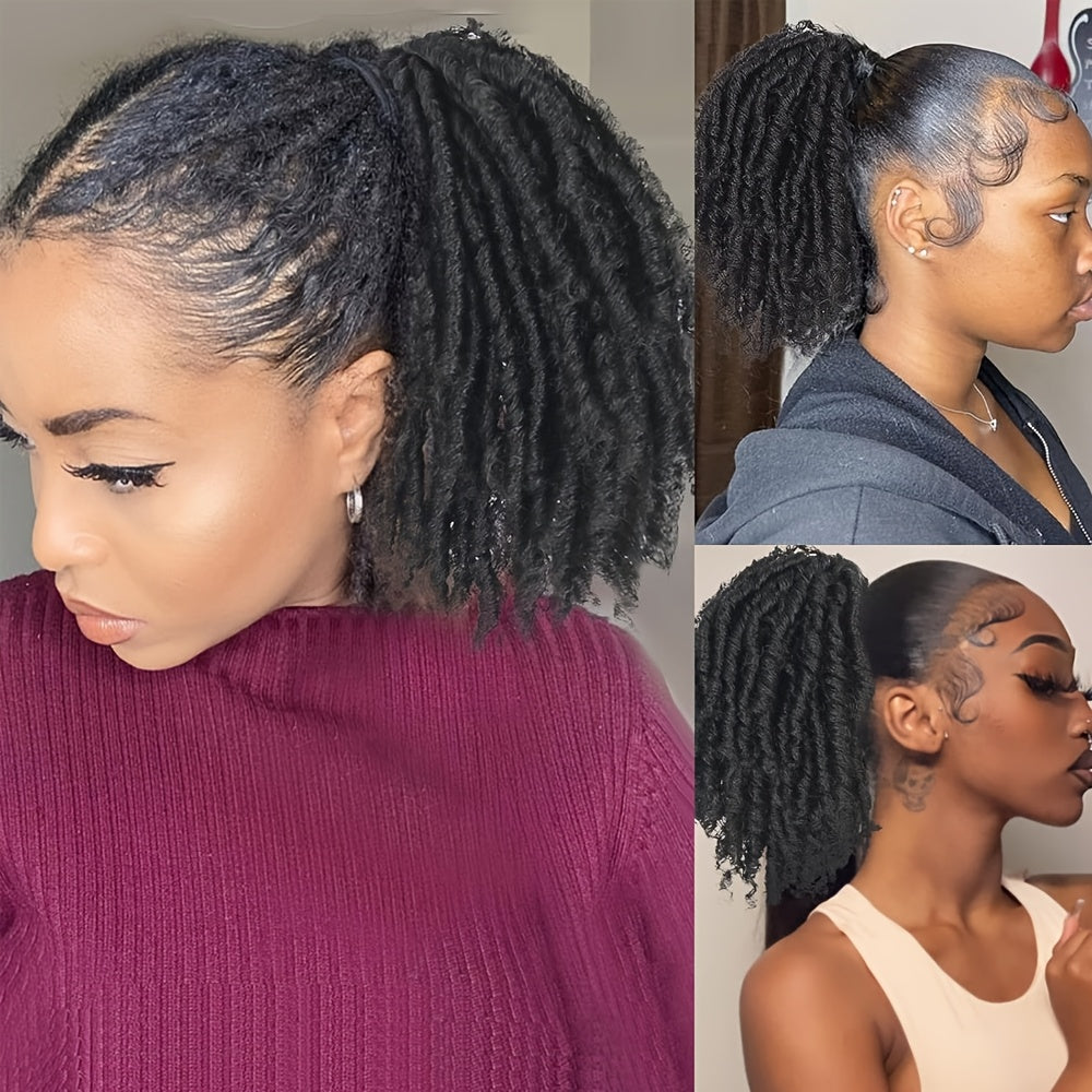 15.24 cm Short Dreadlocks Drawstring Ponytail Hair Extensions Synthetic Faux Locs Clip In Pony Tail Hair Piece for Women