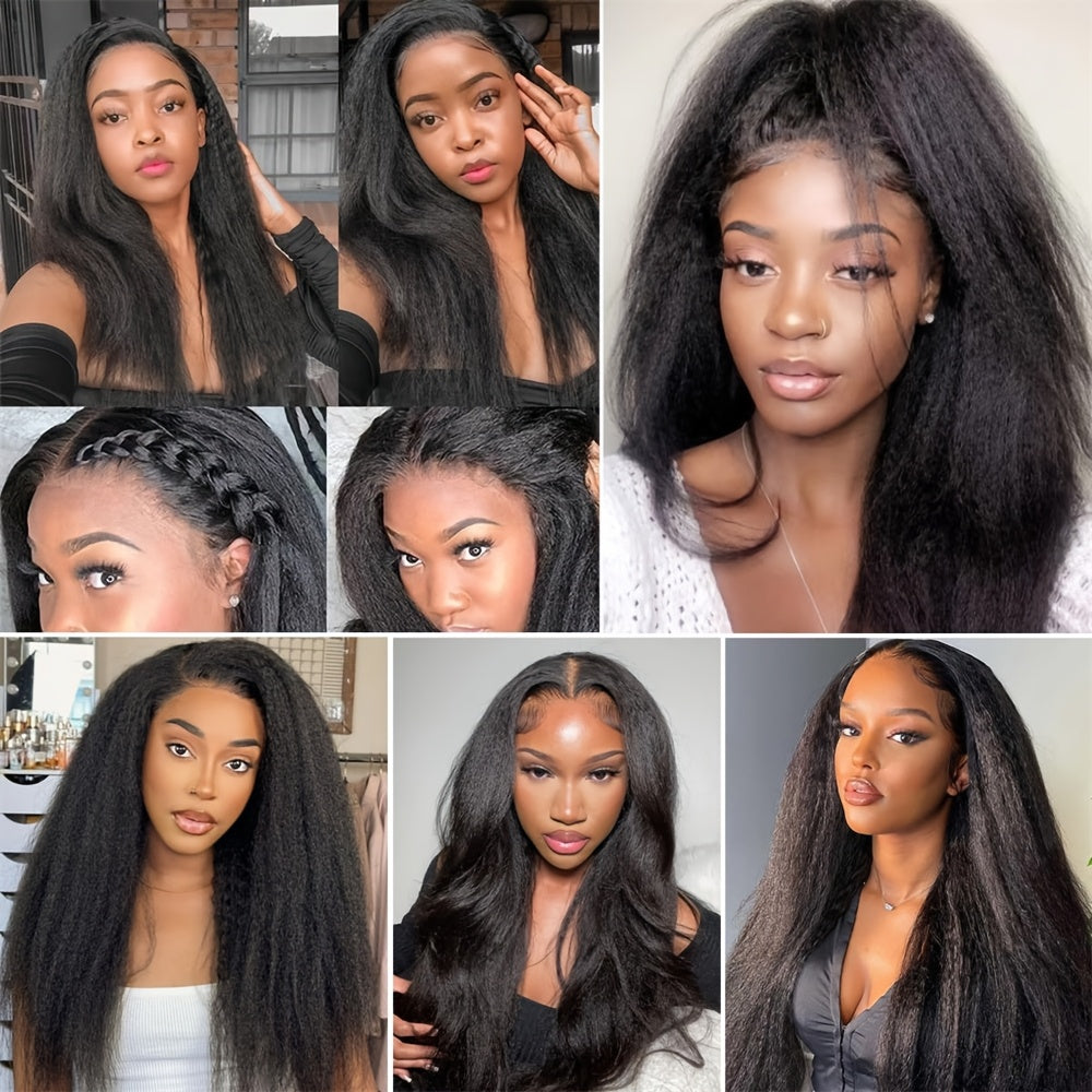 Yaki Straight Human Hair Bundles Kinky Straight Bundles Human Hair 16 18 20 Inch 3 Bundles 12A 100% Unprocessed Brazilian Kinkystraight Bundles Human Hair Natural Black