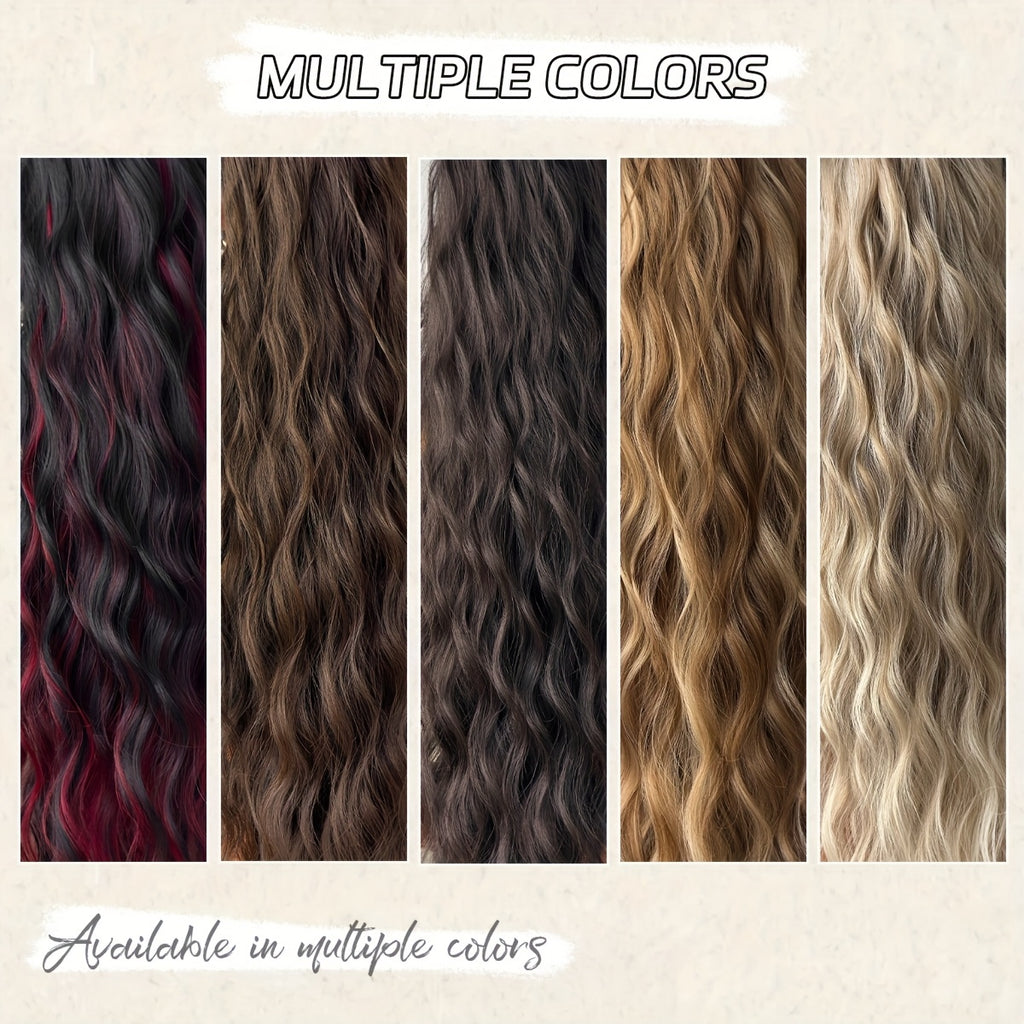 YUSULAXI 28" Ombre Claw Clip Ponytail Extension - Water Wave Synthetic Hairpiece in Light Brown, Heat-Resistant Fiber for Women with Short Hair, Daily Use Accessory, Ponytail Hair Extensions, Versatile Hairpiece, Secure Claw Attachment