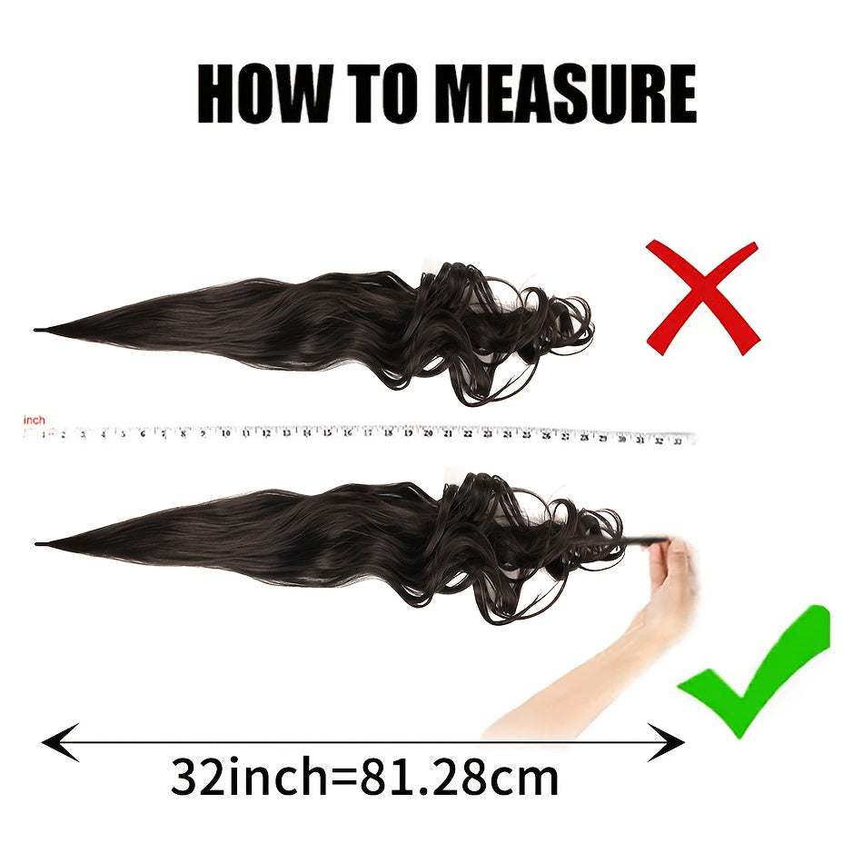 Ponytail Extension 81.28 cm Flexible Wrap Around Ponytail Hair Extensions Long Curly Pony Tails Hair Extensions Wavy Hair Ponytails Hairpieces for Women