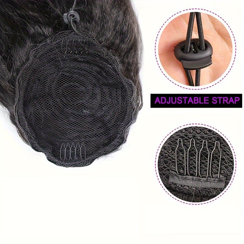 Kinky Straight Drawstring Ponytail Synthetic Hair Extensions Tail Warping Ponytail Hair for Natural Fluffy Yaki Straight Ponytai