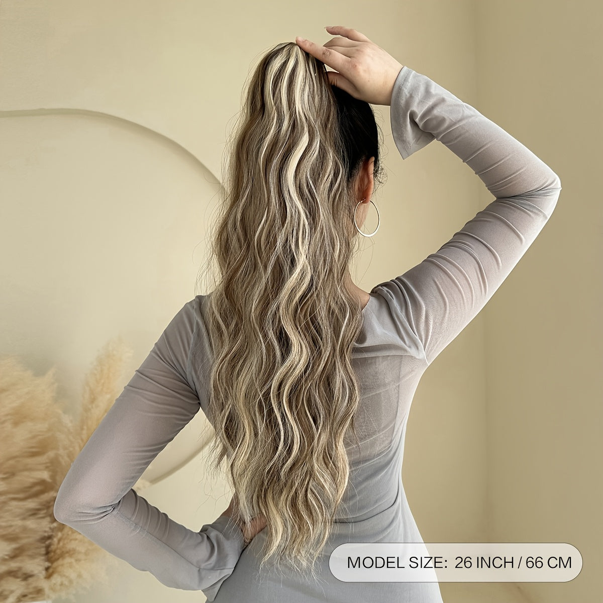 [Heat-Resistant] 26-Inch Long Wavy Ponytail Extension | Made from Heat-Resistant Synthetic Fibers | Perfect for Daily Use by Women