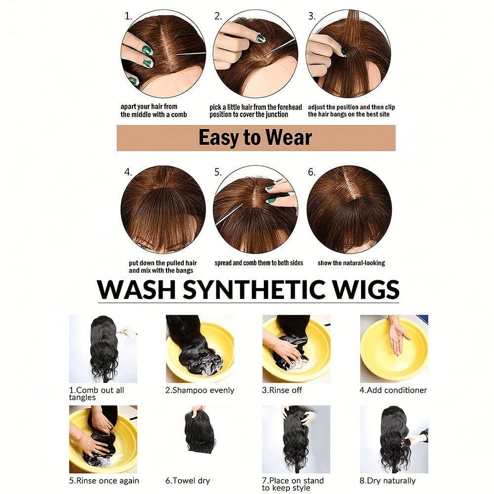 Chic Clip-In Bangs for Women - Straight, Natural Look with Temples | Versatile Hairpiece for All Hair Types