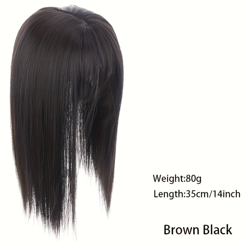 35.56cm Hair Toppers for Women with Thinning Hair Synthetic Clip in Hair Pieces Large Base Wiglets with Bangs Hair Extension Hairpieces Synthetic Straight Hair pieces with Bangs