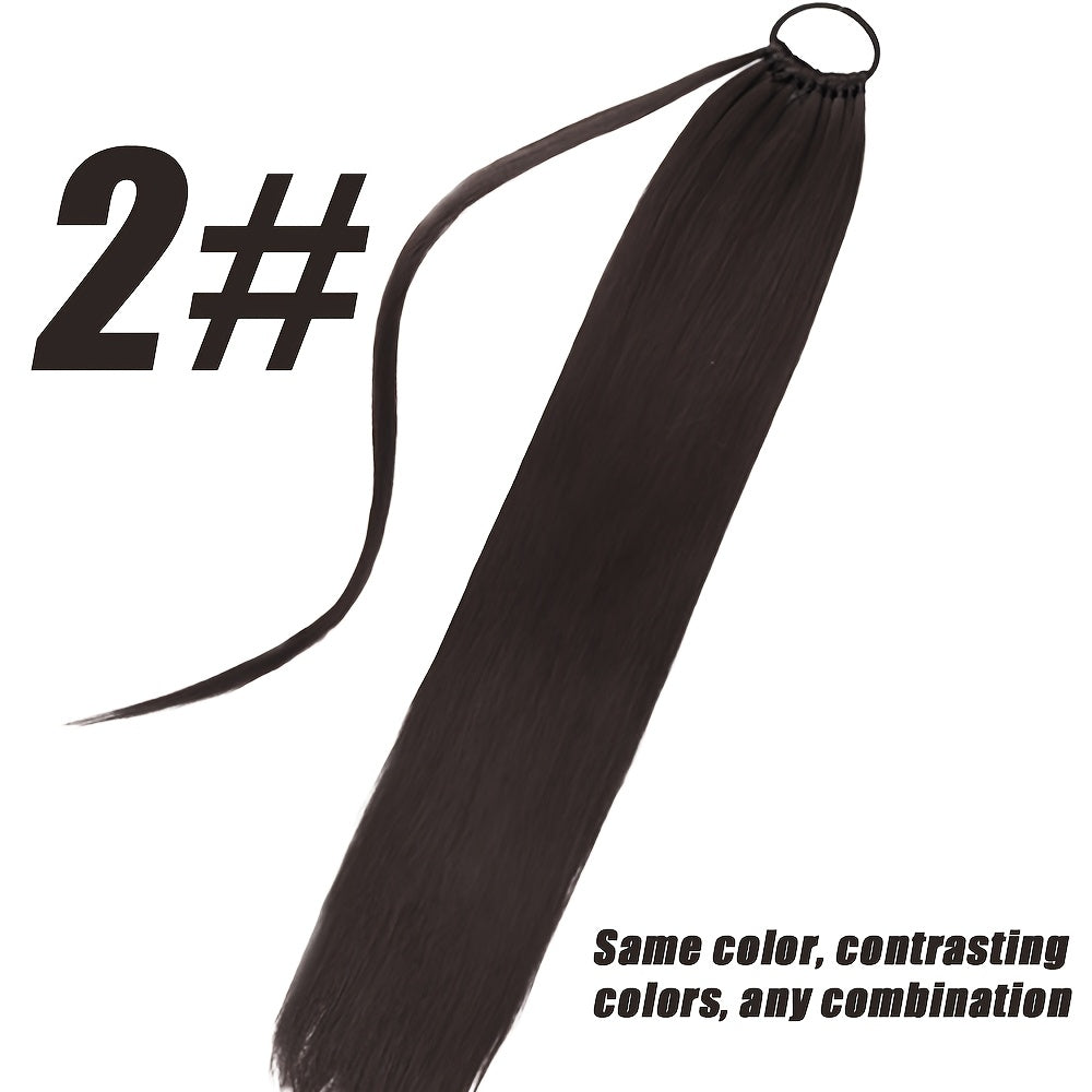 Women'S Long Straight Orange Ponytail Extension, High-Temperature Fiber Synthetic Hair, Basic Style, Daily Wear, Hairpiece for Volume Increase