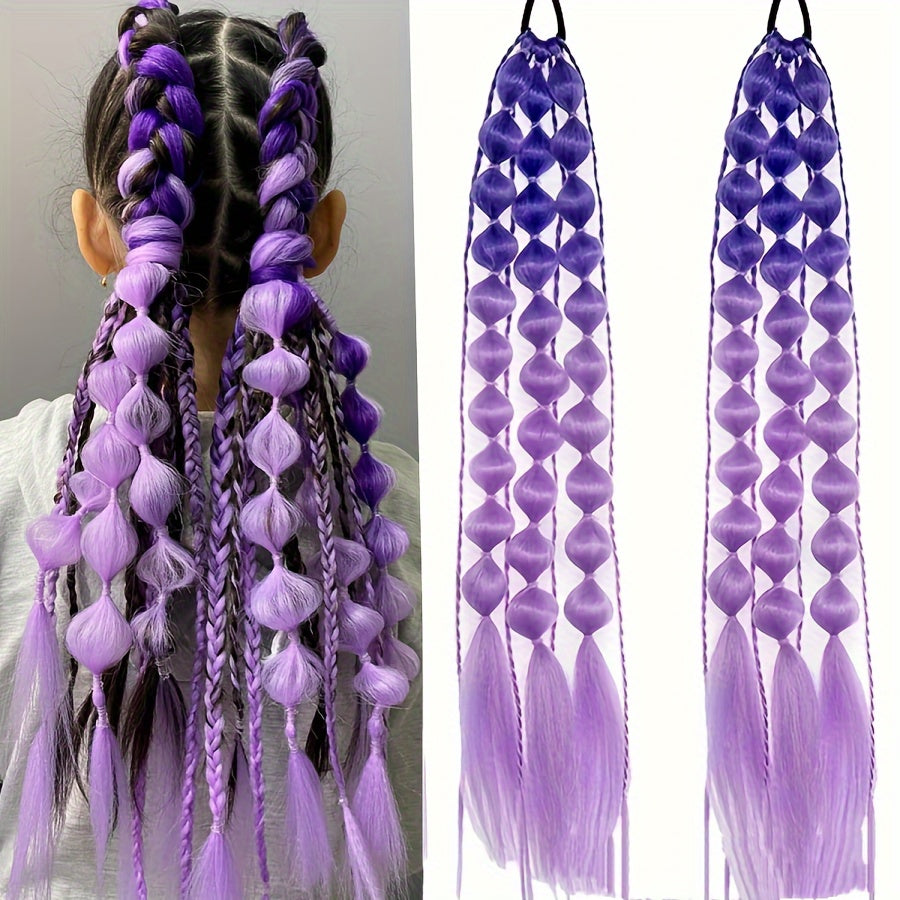 Behufun Women's Yaki Straight Bubble Ponytail Extensions - 2 Pack, 50.8cm Lightweight Hair Extensions with Tie, Ombre Synthetic Ponytails for All Ages, Rave and Festival Hair Accessories