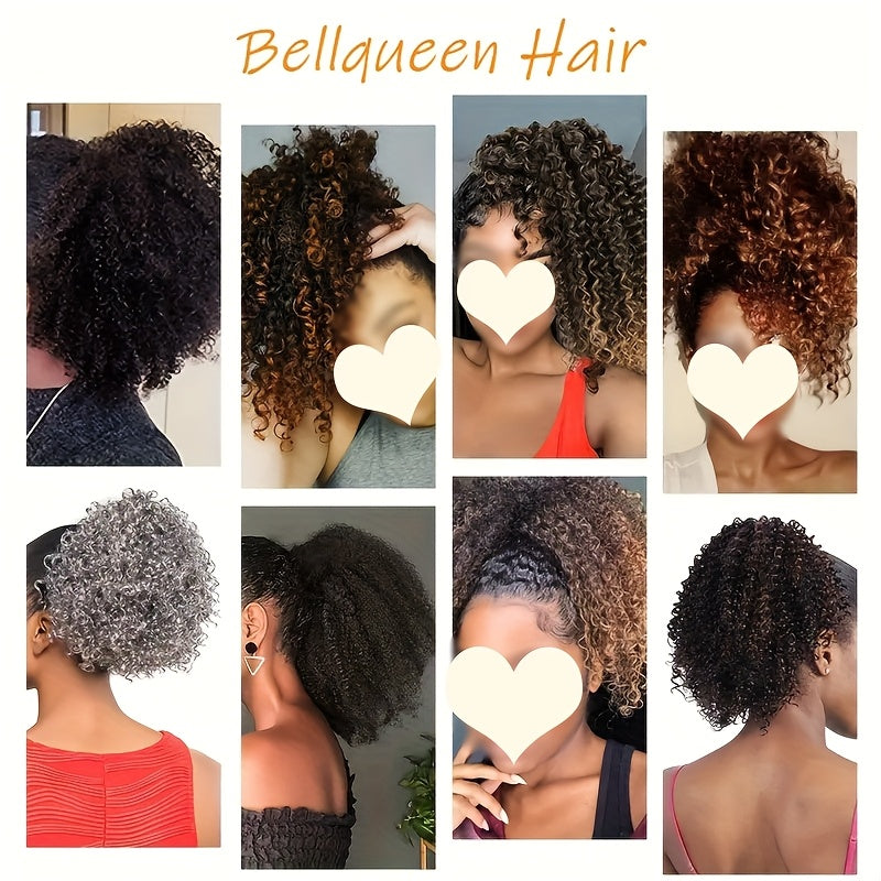 20.32 cm Short Kinky Curly Ponytail Extensions for - Synthetic Afro Hair with 2 Clips, Multi-Color Options (Light Brown to Dark Red), Secure Drawstring Closure for Natural Volume & Fullness, Ponytail Hair Extensions