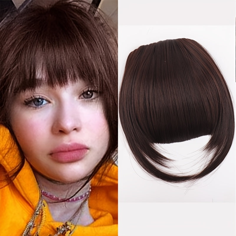1pc Elegant Straight Synthetic Hair Extensions, Air Anime Bangs for Women, High Temperature Fiber, Invisible Clip, Natural Look, Durable Fake Hair Fringe