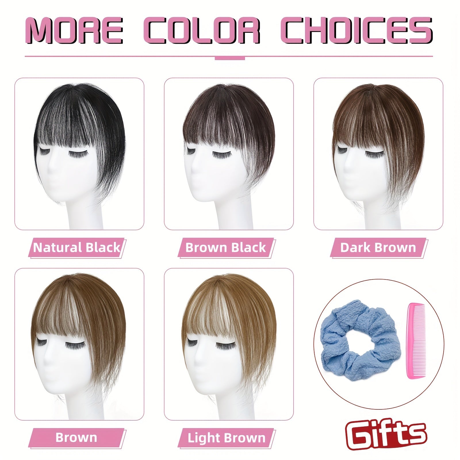 BIGTRSE 360° 3D Bangs Hair Clip - 100% Real Human Hair Topper with Straight Bangs & Side Swept Bangs, Natural Look for Women, Easy Clip-On for Daily Wear, Versatile Hairpiece, Sleek Hairpiece, Secure Hairpiece
