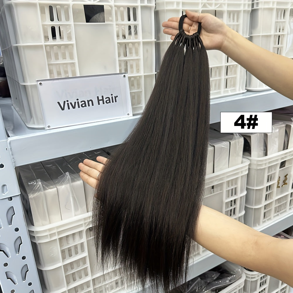[Yaki Straight Ponytail] 28-Inch Yaki Straight High-Temperature Synthetic Ponytail Extension | Elastic Rubber Band Attachment | Versatile & Durable for Daily Use, Ponytail Hair Extensions
