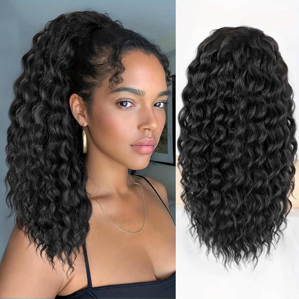 Curly Ponytail Extension Drawstring Ponytail for Women Black Mixed Ginger Curly Clip in Hair Extensions 20/26 Inch Ponytail Extension Synthetic Hairpiece for Daily Party