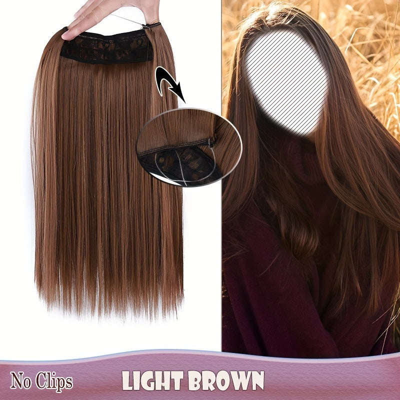 S-NOILITE Invisible Wire Hair Extensions - Adjustable Size, Breathable Lace Net, Synthetic Straight/Curly/Wavy Secret Headband for Women, Natural Look Highlighting Piece