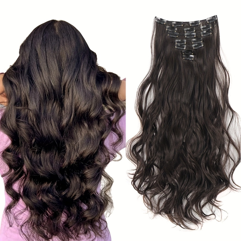 50.8 cm Curly Full Head 7 Separate Pieces Heat Resistance Synthetic Hair Clip in Hair Extensions- Long Hair Accessories for Women, Perfect for Party Daily Use