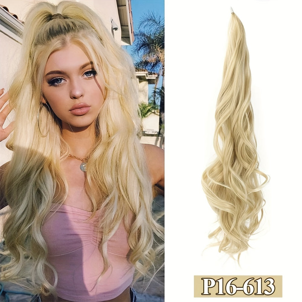 Ponytail Extension 81.28 cm Flexible Wrap Around Ponytail Hair Extensions Long Curly Pony Tails Hair Extensions Wavy Hair Ponytails Hairpieces for Women