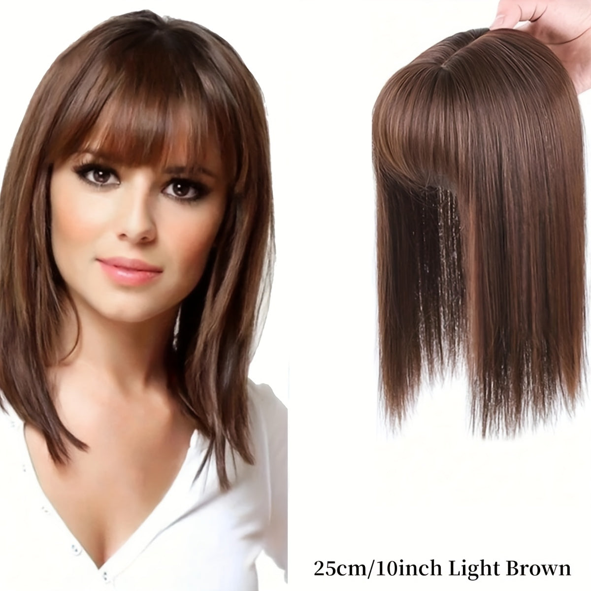 Seamless 3D Clip-In Bangs - Natural Look Straight Synthetic Hair Pieces for Women, Invisible White Hair Cover, Hair Clips