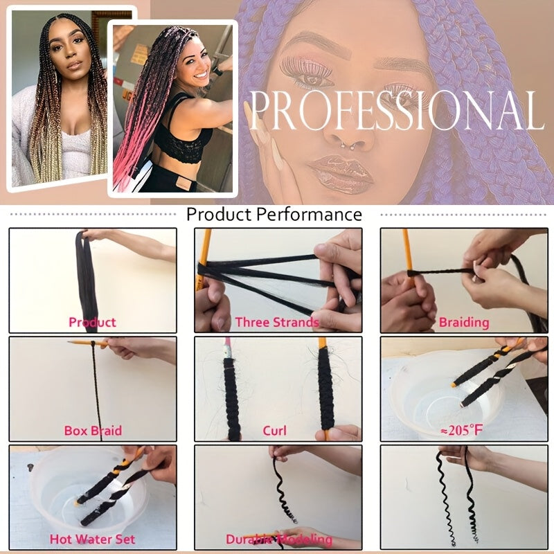 3 Bundles, Soft Synthetic Fiber EZ Braid Professional Pre-Stretched Braiding Hair Extensions, Yaki Texture, Long Lasting Freshness, No Shedding, Unisex-Adult, Crochet For Bohemian Braids Goddess Faux Locs Water Wave Passion Twist Fluffy Natural Ombre