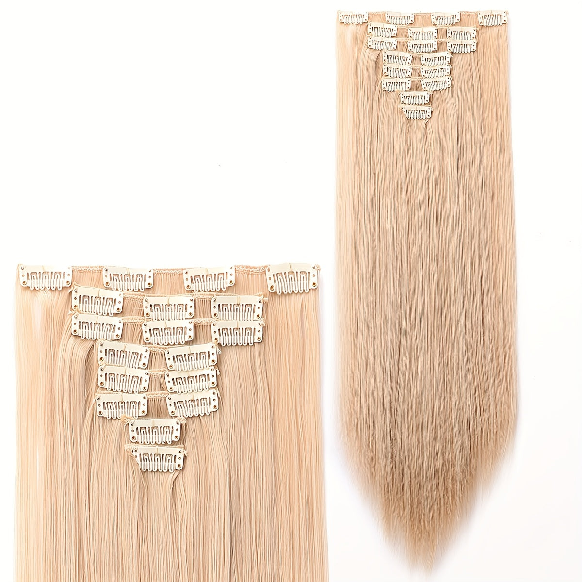 Benehair HAIR Hair Extensions Clip In 8pcs 18 Clips Synthetic Fiber Seamless 58.42cm Long Straight Full Head