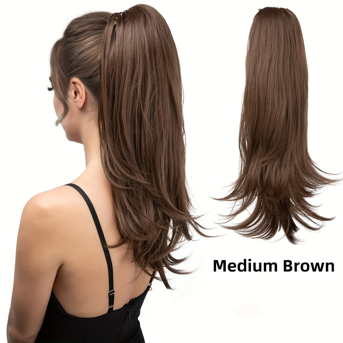 18-inch Elegant Clip-in Ponytail Extension Hairpiece - Versatile Multi-Style Synthetic Hair Accessory for Women - Easy to Wear, Natural Looking, and Long-Lasting Ponytail Solution