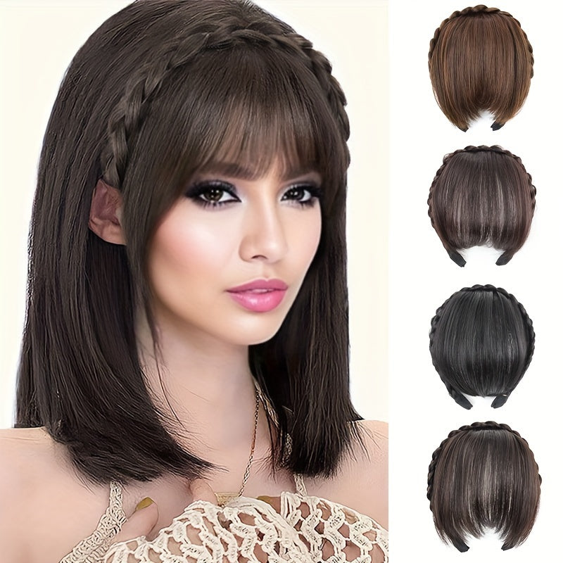 New Hair Accessories With Bangs Braids Headband Hair Extension High Temperature Synthetic Fiber Fake Hair For Women Daily Use Halloween Christmas