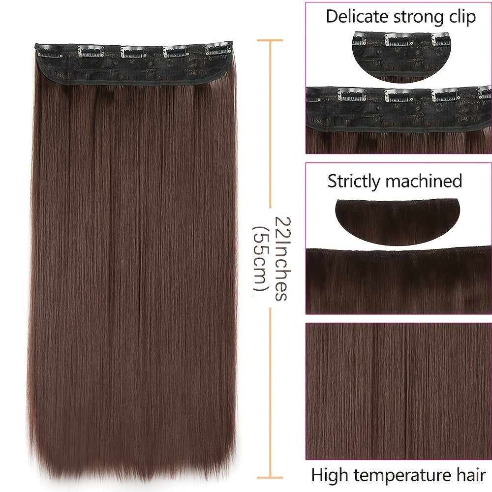 Natural Looking Long Straight Synthetic Hair Extensions - 1 pc Clip In Hair Pieces for Women Daily Use Hair Clips Hair Accessories Halloween Christmas