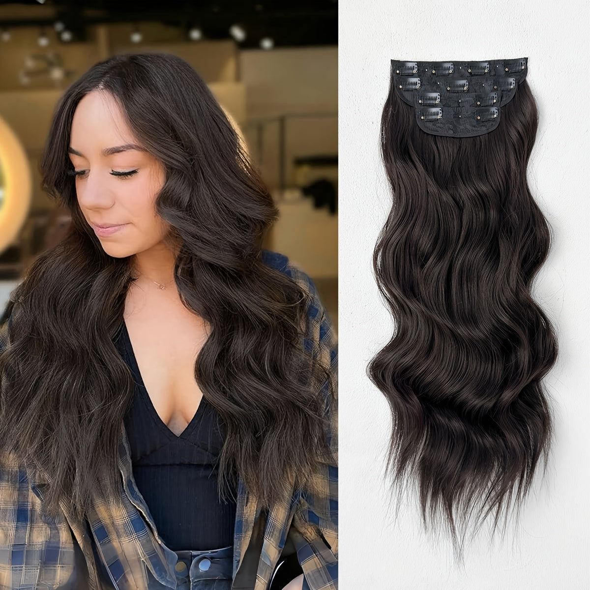 YUSULAXI 22" Heat-Resistant Synthetic Hair Patch - Ombre Curly Wave Extensions for Women, Multi-Ethnic Friendly, Natural Look & Easy Maintenance for Daily Use
