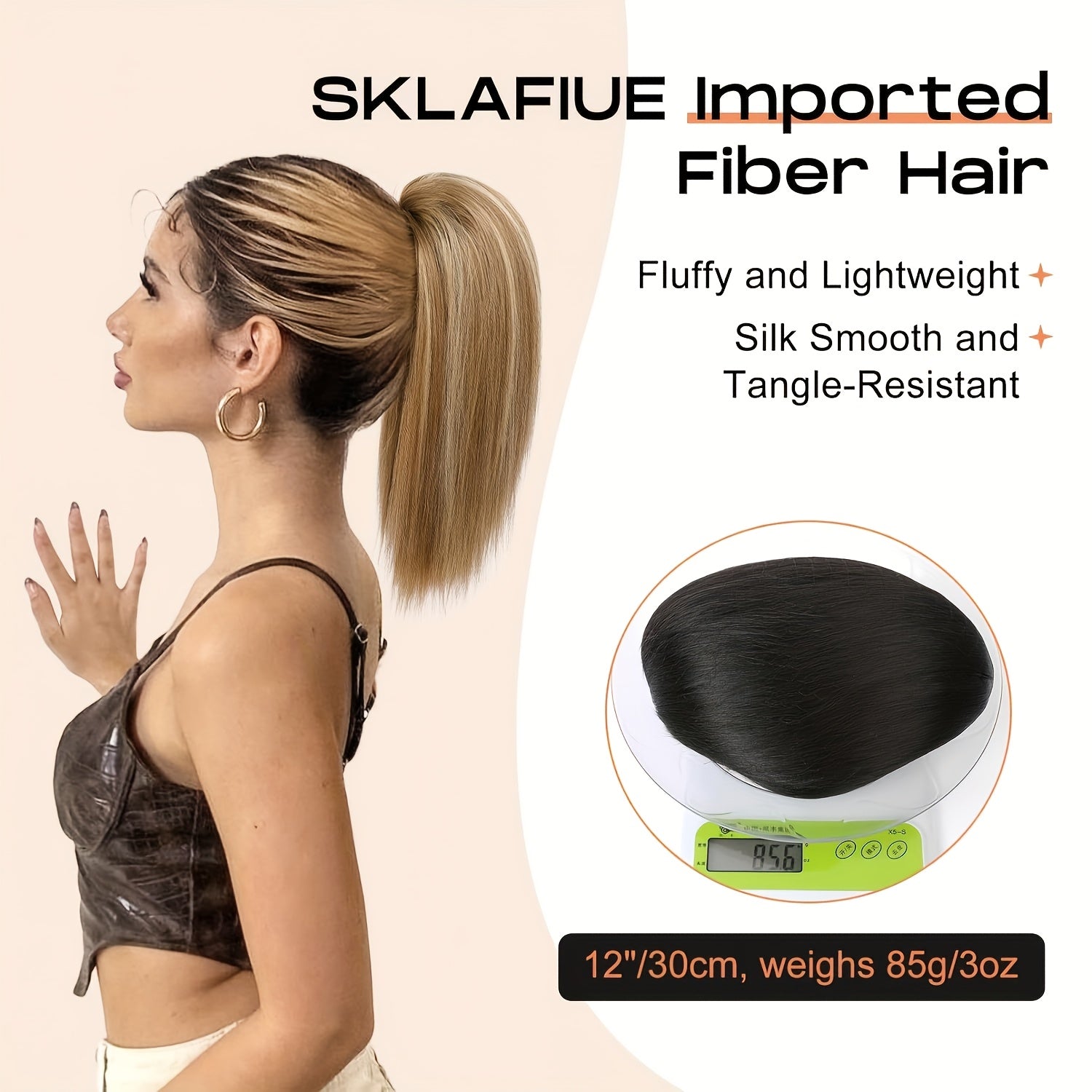 30.48cm Straight Multi-Layered Lightweight Fluffy Ponytail Extension - Tangle-Resistant, Smooth Soft Synthetic Hairpiece for Women, High-Temperature Fiber, Perfect for Short Hair, Hair Extension|Straight Hair Extension|Smooth Texture