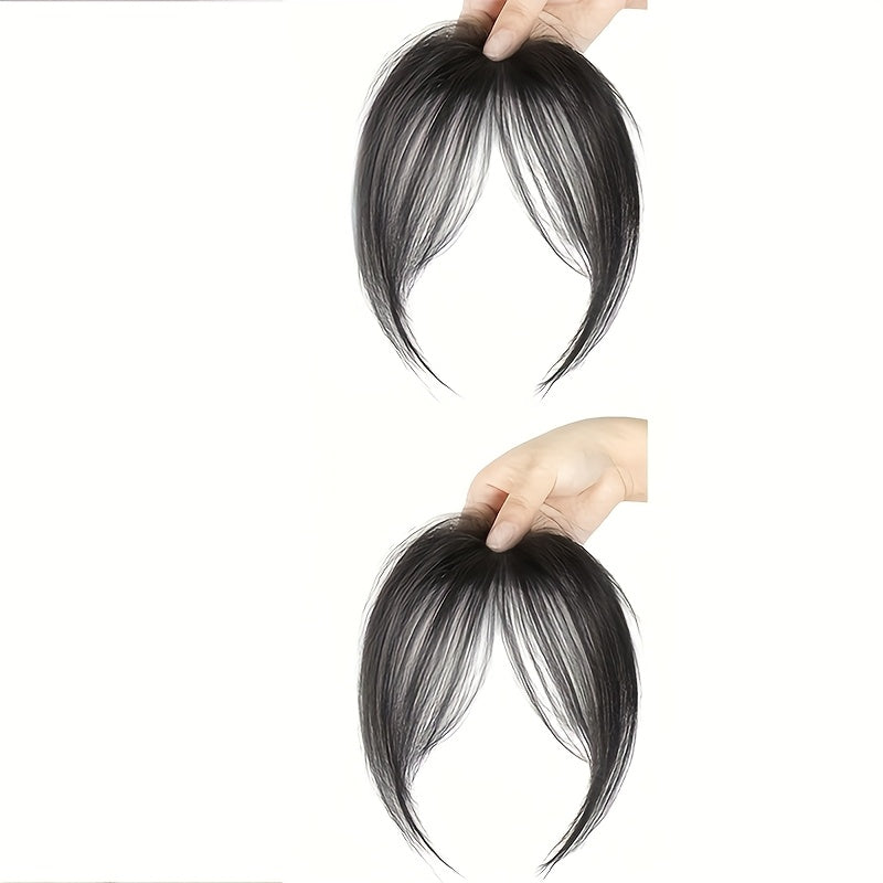 1pc Women's Natural Look Clip-In Bangs, 20.32 cm Straight Hair, High Temperature Fiber, Basic Style, Fluffy Daily Wear