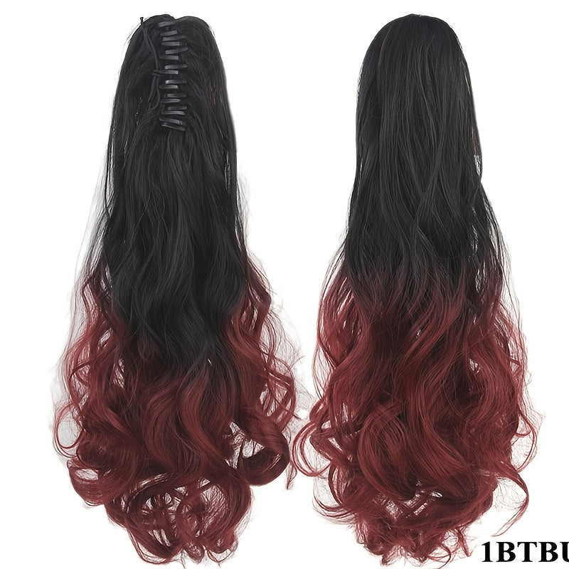 Elegant 12-Color Claw Clip Ponytail Extension - Curly Wavy Synthetic Hair for All Genders, Versatile & Stylish