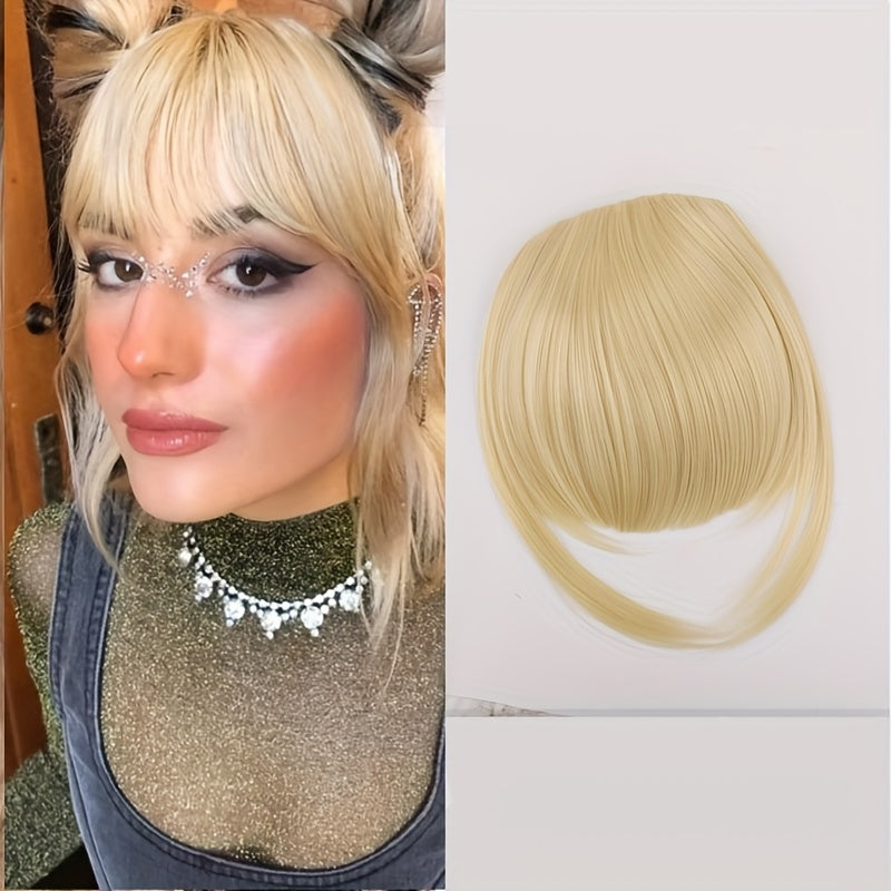 1pc Elegant Straight Synthetic Hair Extensions, Air Anime Bangs for Women, High Temperature Fiber, Invisible Clip, Natural Look, Durable Fake Hair Fringe