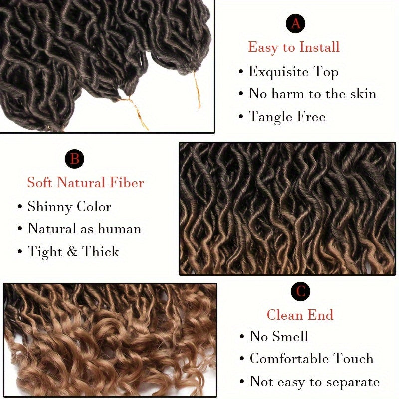 3Packs Goddess Box Braids Crochet Hair, 50.8 cm 40.64 cm Solid Ombre Boho Crochet Twist Braids Faux Locs With Curly Ends Dreadlocks 24 Strands/ Bulks For Black Women, Bohomian Box Braids Crochet Butterfly Locks Hair Extensions Soft Re-Looped