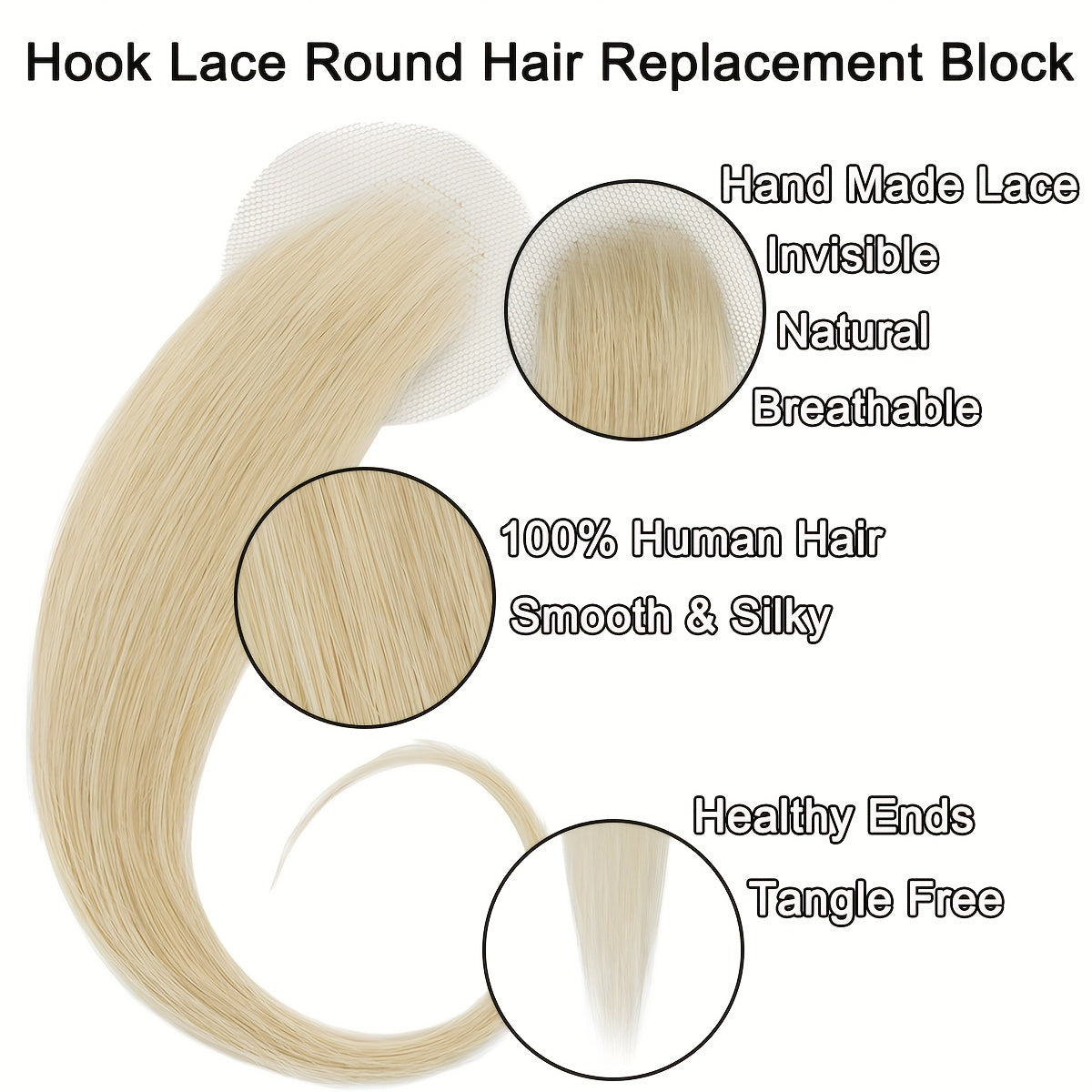 100% Human Hair Lace Front Extensions - Invisible & Natural Look, Straight Hair Pieces for Alopecia Areata Coverage, Unisex Adult, Suitable for All Hair Types, Hair Replacement Relax | Elegant Straight Hair | Realistic Hair Look