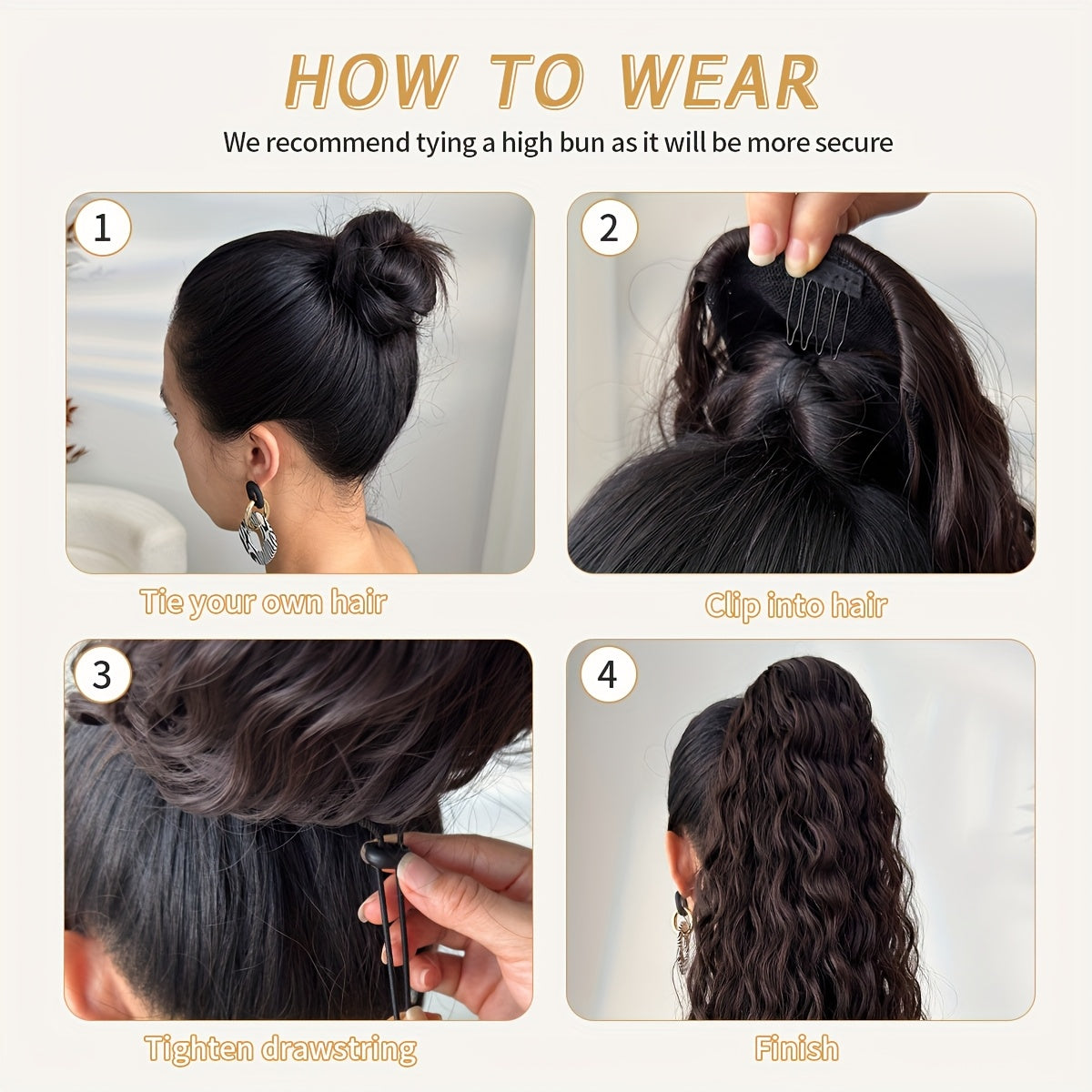 71.12cm Long Wave Synthetic Hair Extensions - Black, Brown, Orange, Red Ponytail Clips with Drawstring, Body Wave Design for Daily Use, Parties, Halloween, Christmas, Hair Accessories, Party Hair Extensions, Festive Hairpiece, Secure Clip Attachment