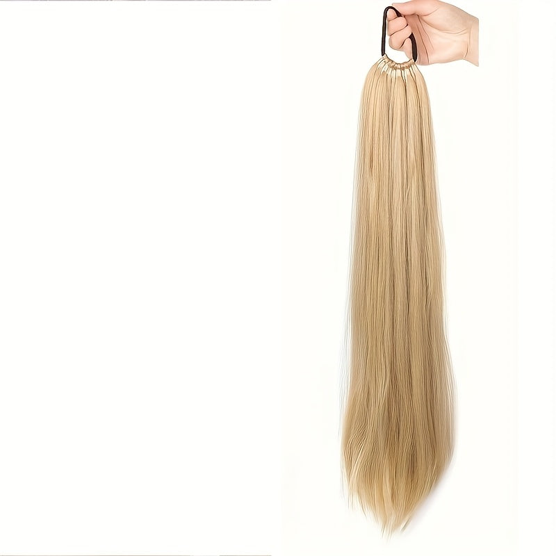 24-Inch Straight Synthetic Ponytail Extension for Women - Versatile Clip-In Hairpiece for Everyday & Special Occasions