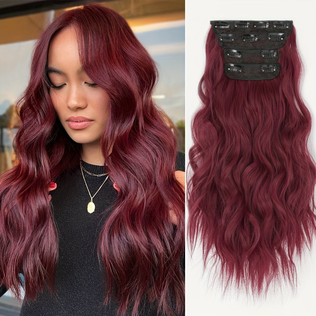 YUSULAXI Body Wave Heat Resistant High Temperature Fiber Hair Extension, 22 Inch Long, Ombre Color, for Women