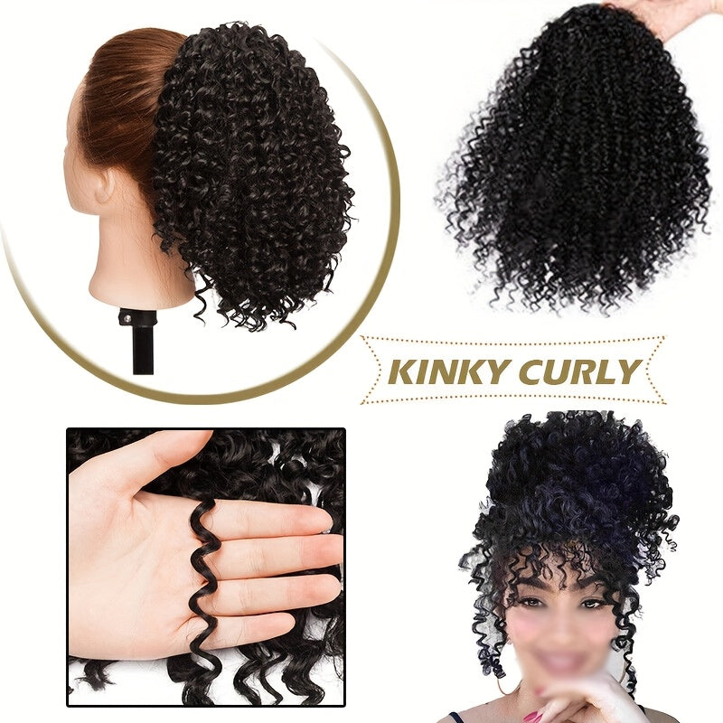 20.32 cm Short Kinky Curly Ponytail Extensions for - Synthetic Afro Hair with 2 Clips, Multi-Color Options (Light Brown to Dark Red), Secure Drawstring Closure for Natural Volume & Fullness, Ponytail Hair Extensions