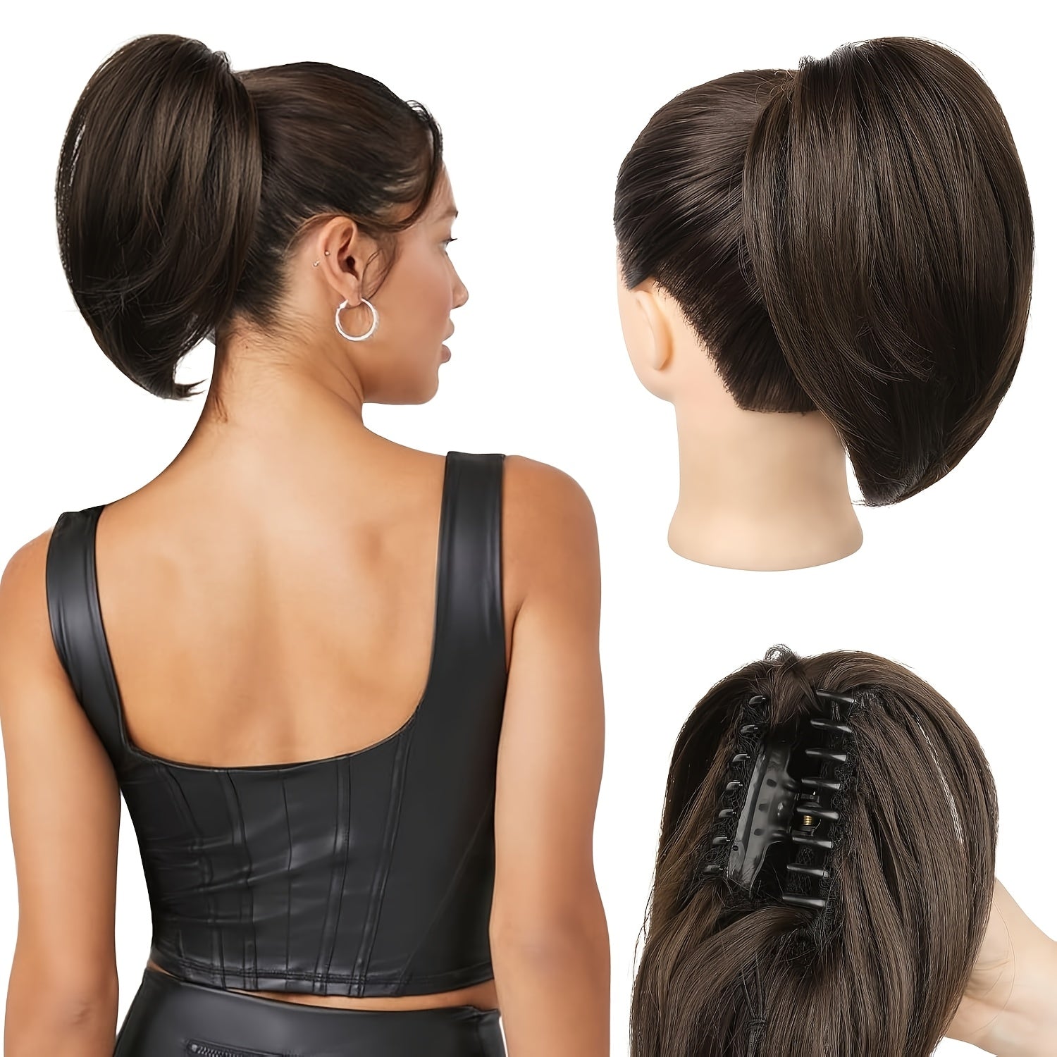 10-Inch Claw Clip Ponytail Extension, Soft Synthetic Natural Look in Blonde - High-Temperature Fiber, Women'S Fashion Highlighted Curly Wave Ponytai