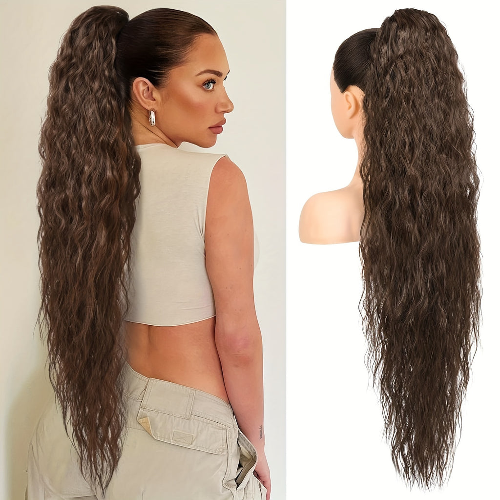 Ponytail Extension, 34" Long Wavy Drawstring Ponytail Extensions, Softer Lighter Synthetic Clip In Hair Extensions Hairpiece For Women Halloween Christmas