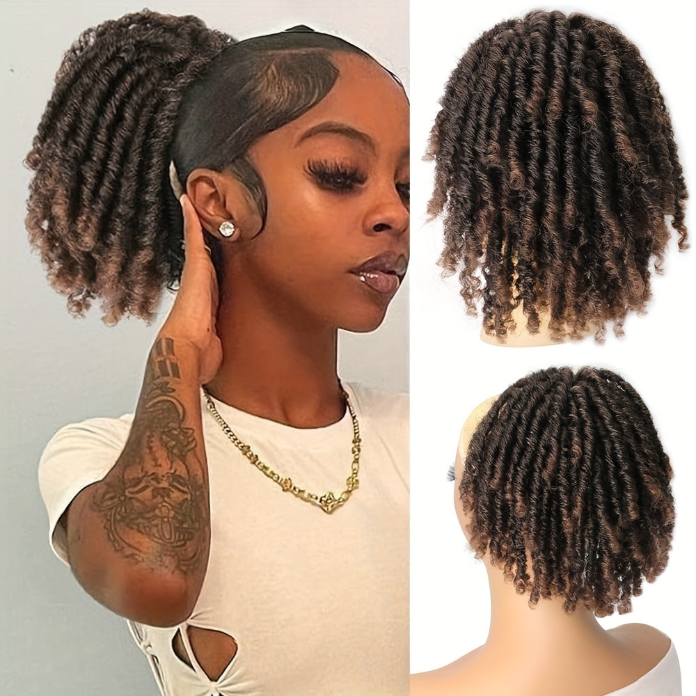 15.24 cm Short Dreadlocks Drawstring Ponytail Hair Extensions Synthetic Faux Locs Clip In Pony Tail Hair Piece for Women