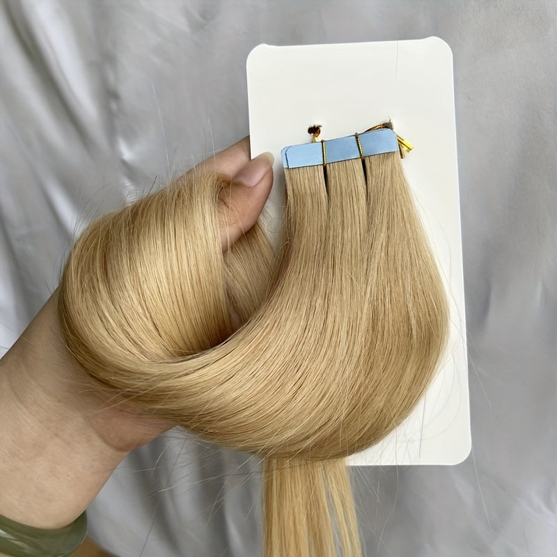 20pcs Normal Color Tape In Hair Extensions Human Hair Straight Tape In Hair Extensions 30.48cm-55.88cm Long Hair 30G/Pack Add Volume
