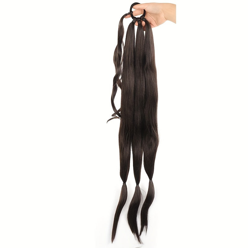 Elegant Long Straight Braided Ponytail Extension for Women - Natural-Looking, Soft Synthetic Hair with High-Temperature Fiber, Easy Wrap-Around Design - Perfect for Daily Use, Ponytail Hair Extensions