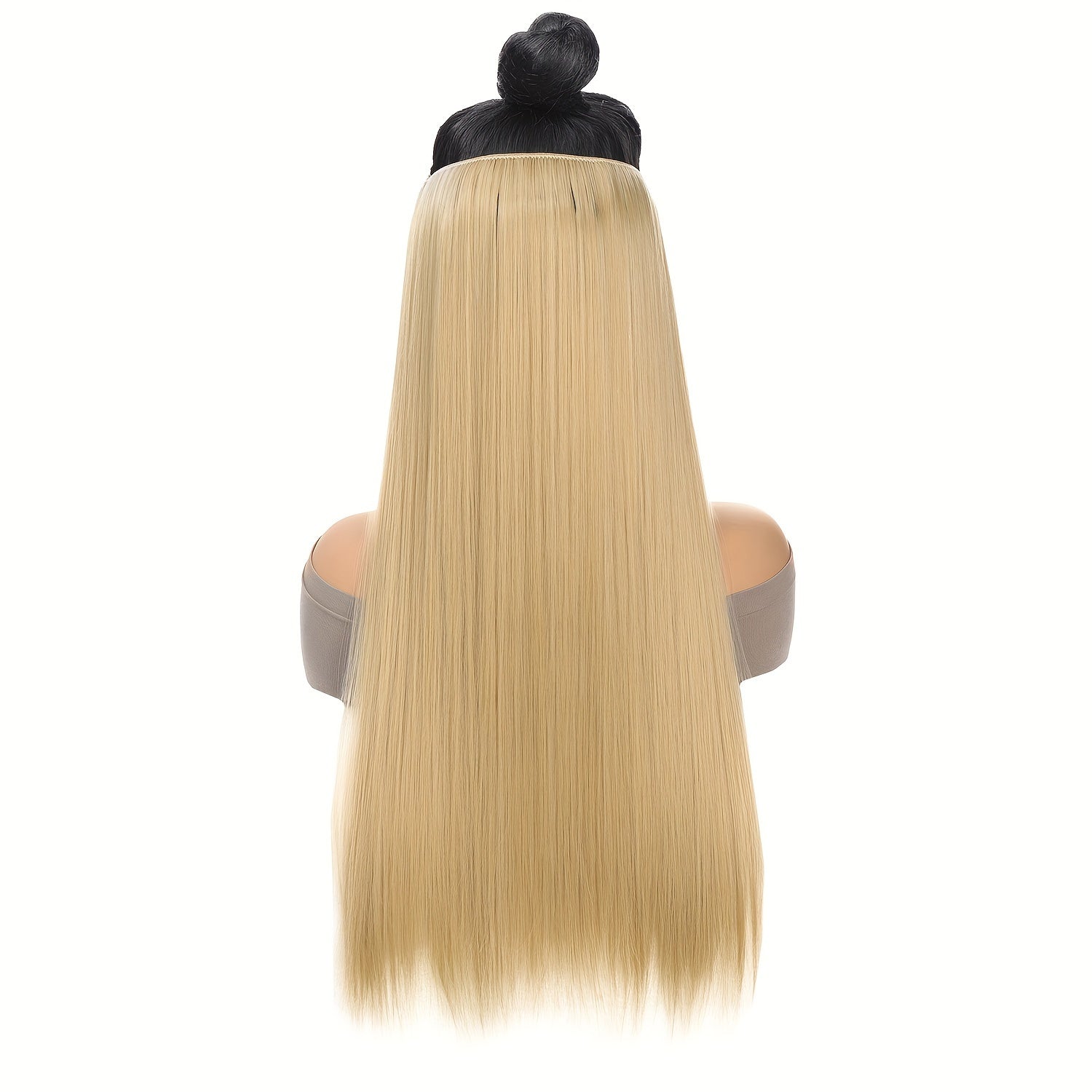 Synthesis Of The Line Type Hair Extensions Straight Hair Wig Piece One Hairpiece With Invisible Fish Line Transparent Wire Adjustable Size